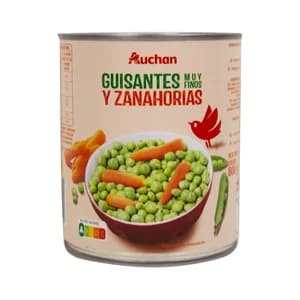PRODUCTO ALCAMPO Guisantes muy finos, con zanahorias lata de 530 g.