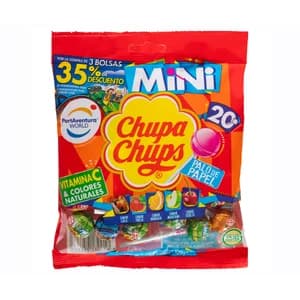CHUPA CHUPS Mini Caramelo con palo de papel de sabores variados 20 uds.
