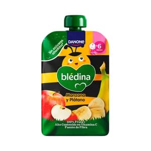 BLÉDINA de Danone Bolsita (pouch) de fruta (manzana y plátano), a partir de 6 meses 100 g.