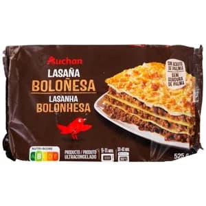 AUCHAN Lasaña boloñesa, ultracongelada 525 g. Producto Alcampo