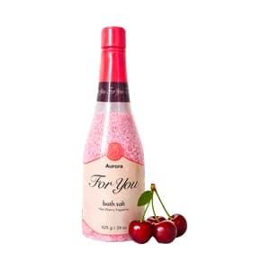 AURORA For you Sales de baño con aroma a cereza en una divertida botella de champan 825 g.