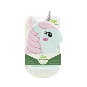 BECASAN NATURE Guante (manopla) de baño infantil con forma de unicornio.