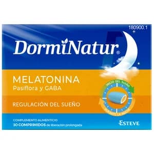 DORMINATUR Complemento alimenticio a base de Melatonina, pasiflora y GABA 30 comprimidos.