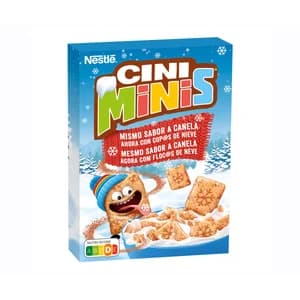 NESTLÉ CINI MINIS Cereales de trigo y arroz con sabor a canela 375 g.