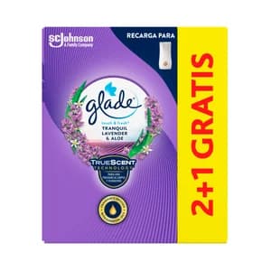GLADE Touch & fresh Recambio para ambientador con aroma a lavanda y aloe vera 3 x 10 ml.