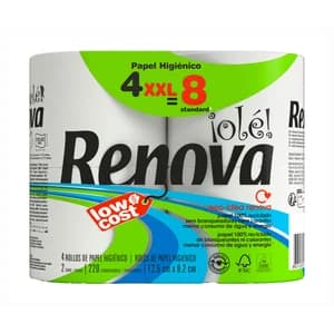 RENOVA ¡Ole! Papel higiénico compacto (procedente de papel 100% reciclado) de 2 capas 4 uds.