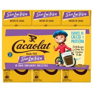 CACAOLAT Batido de cacao UHT, elaborado sin lactosa CACAOLAT 6 x 200 ml.