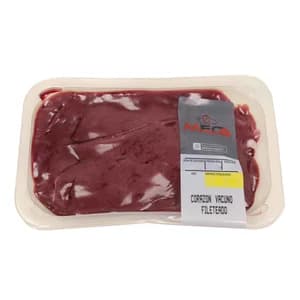 Bandeja con corazón de vacuno cortado en filetes MECA