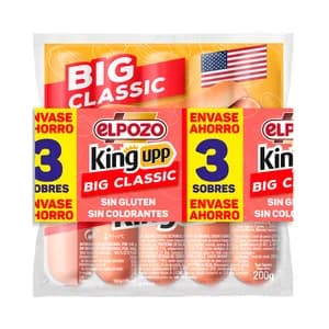 EL POZO Big classic king upp Salchichas cocidas de pavo y cerdo sabor ahumado 3 x 200 g.
