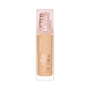 MAYBELLINE Lifter plump & glow tono 118 Base de maquillaje fundente con FPS 15.