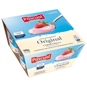PASCUAL Yogur pasteurizado con sabor a fresa 4 x 125 g.