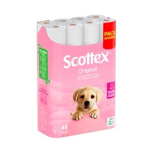 SCOTTEX Original Papel higiénico con tecnología Onda suave 48 rollos.