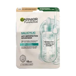 GARNIER Pure active Mascarilla facial anti-imperfecciones con ácido Salicílico, para pieles sensibles.