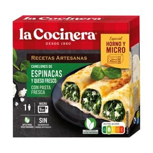 LA COCINERA Recetas artesanas Canelones de pasta fresca rellenos de espinacas y queso fresco 280 g.