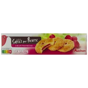 PRODUCTO ALCAMPO Galletas de mantequilla rellenas de frambuesa 100 g.