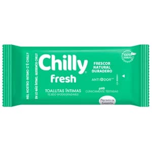 CHILLY Toallitas humedas biodegradables, para higiene intima, con pH5 y acción antiolor CHILLY Fresh 12 uds