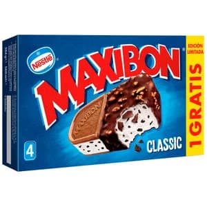 MAXIBON Sándwich de helado con nata, 1 gratis, 4 x 140 ml.