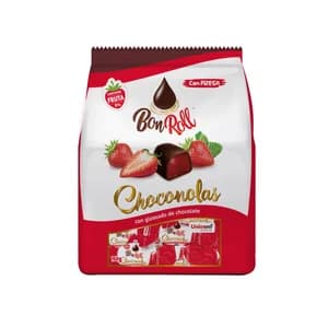 BON ROLL Caramelos de goma glaseados sabor fresa con glaseado chocolate 150 g.