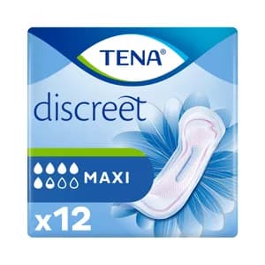 TENA Compresas incontinencia maxi, para pérdidas severas de orina TENA Discreet 12 uds.