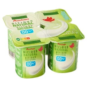 AUCHAN Bífidus desnatado natural sin azúcares añdidos 4 x 125 g Producto Alcampo.