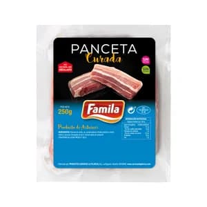 FAMILIA Panceta asturiana curada, en trozos, elaborada sin gluten y sin lactosa FAMILIA 250 g.