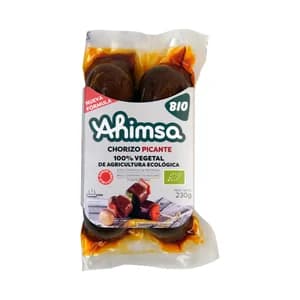 AHIMSA Chorizo picante 100% vegetal, de agricultura ecológica 230 g.