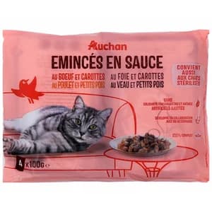 PRODUCTO ALCAMPO Pienso húmedo de carne para gatos PRODUCTO ALCAMPO 4 x 100 g.