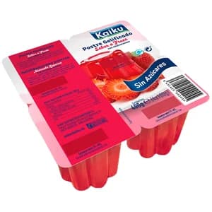 KAIKU Postre gelificado sin azúcar con sabor a fresa KAIKU 4 x 100 g.