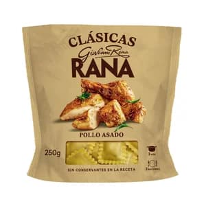 RANA Raviolis de pasta fresca al huevo, rellenos de riquísima carne de pollo asado RANA Clásica 250 g.