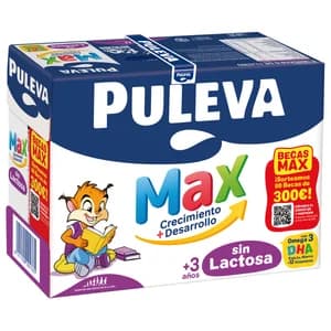 PULEVA Max crecimiento + desarrollo Leche de crecimiento, sin lactosa con Omega 3 a partir 3 años 6 x 1 l.