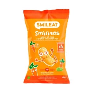 SMILEAT Smilitos Snack horneado ecológico de maiz y avena con zanahoria, a partir de 8 meses 48 g.
