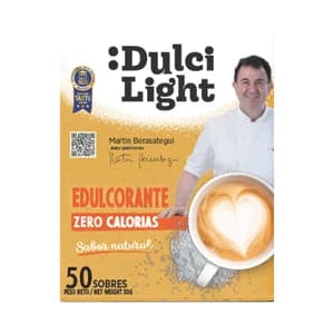DULCILIGHT Edulcorante moreno de sabor natural y zero calorias 50 sobres.