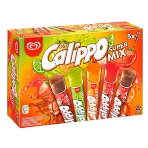 CALIPPO Polos de diferentes sabores, cola (2), lima, naranja y fresa super mix 5 x 105 ml.