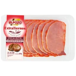 Bandeja con escalopines de lomo de cerdo marinados y adobados EL POZO Extratiernos 300 g.
