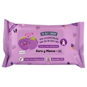 THE FRUIT COMPANY Toallitas humedas con aroma a moras, para la limpieza de cara. manos y WC 15 uds