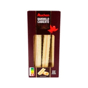 PRODUCTO ALCAMPO Barquillos cubiertos con chocolate blanco 140 g.
