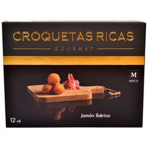 CROQUETAS RICAS Croquetas 100% caseras, ultracongeladas y rellenas de jamón ibérico Gourmet 300 g.