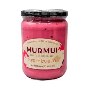 MURMUI Tarrina de helado de sorbete de frambuesa, elaborado con un 35% de fruta natural 550 ml.