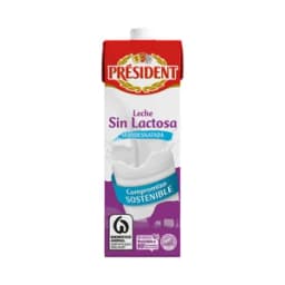 PRESIDENT Leche de vaca semidesnatada y sin lactosa de origen 100% española 1 l.