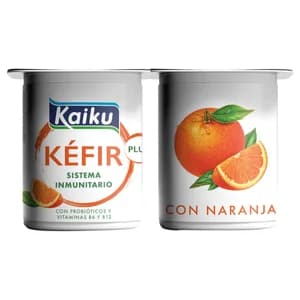 KAIKU Plus Kéfir con naranja, probióticos y vitaminas B6 y B12 4 x 125 g.
