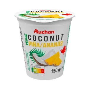 AUCHAN Producto vegetal de coco con piña sin azúcar añadido 150 g. Producto Alcampo.
