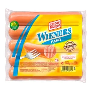 OSCAR MAYER Salchichas cocidas de pavo, sin gluten y con sabor ahumado OSCAR MAYER Todo ave 200 g.