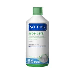 VITIS Enjuague bucal de uso diaro, con CPC y aloe vera, sin alcohol y con sabor a menta 750 ml.