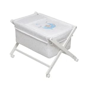 Minicuna de madera bear sleeping azul, 55 x 90 x 72 cm.