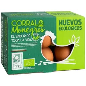 MONEGROS Huevos de producción ecológica clase M-L y categoría A 6 uds.