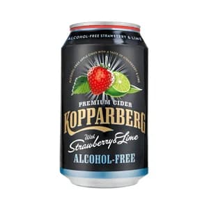 KOPPARBERG Cider sin alcohol con un toque de fresa y lima lata 33 cl.
