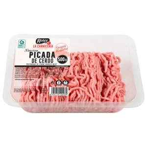 Bandeja de preparado de carne picada (burger meat) de cerdo, elaborada sin gluten ROLER La carniceria 500 g.