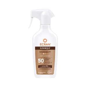 ECRAN Sunnique broncea + Leche solar en spray con acción protectora y FPS 50 (muy alta) 200 ml.