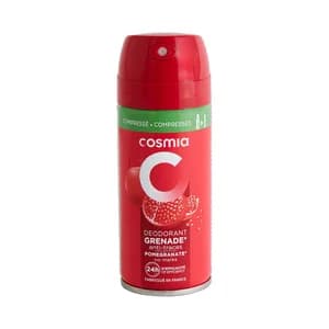 COSMIA Desodorante comprimido en spray para mujer con aroma a granada y protección antitranspirante hasta 24 horas 100 ml.