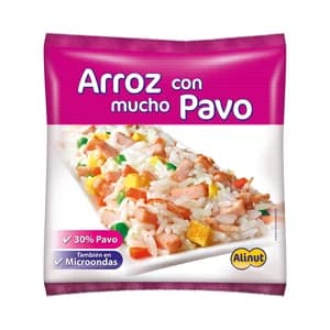ALINUT Arroz tres delicias ultracongelado, con un 30% de fiambre de pavo, elaborado sin gluten 350 g.